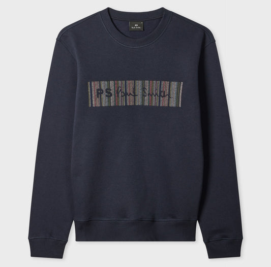 PAUL SMITH PS STITCH STRIPE EMBROIDERED SWEATSHIRT NAVY BLUE LARGE RRP £145 BNWT