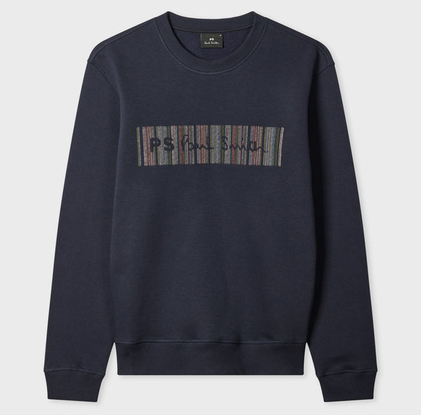PAUL SMITH PS STITCH STRIPE EMBROIDERED SWEATSHIRT NAVY BLUE LARGE RRP £145 BNWT