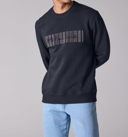PAUL SMITH PS STITCH STRIPE EMBROIDERED SWEATSHIRT NAVY BLUE LARGE RRP £145 BNWT