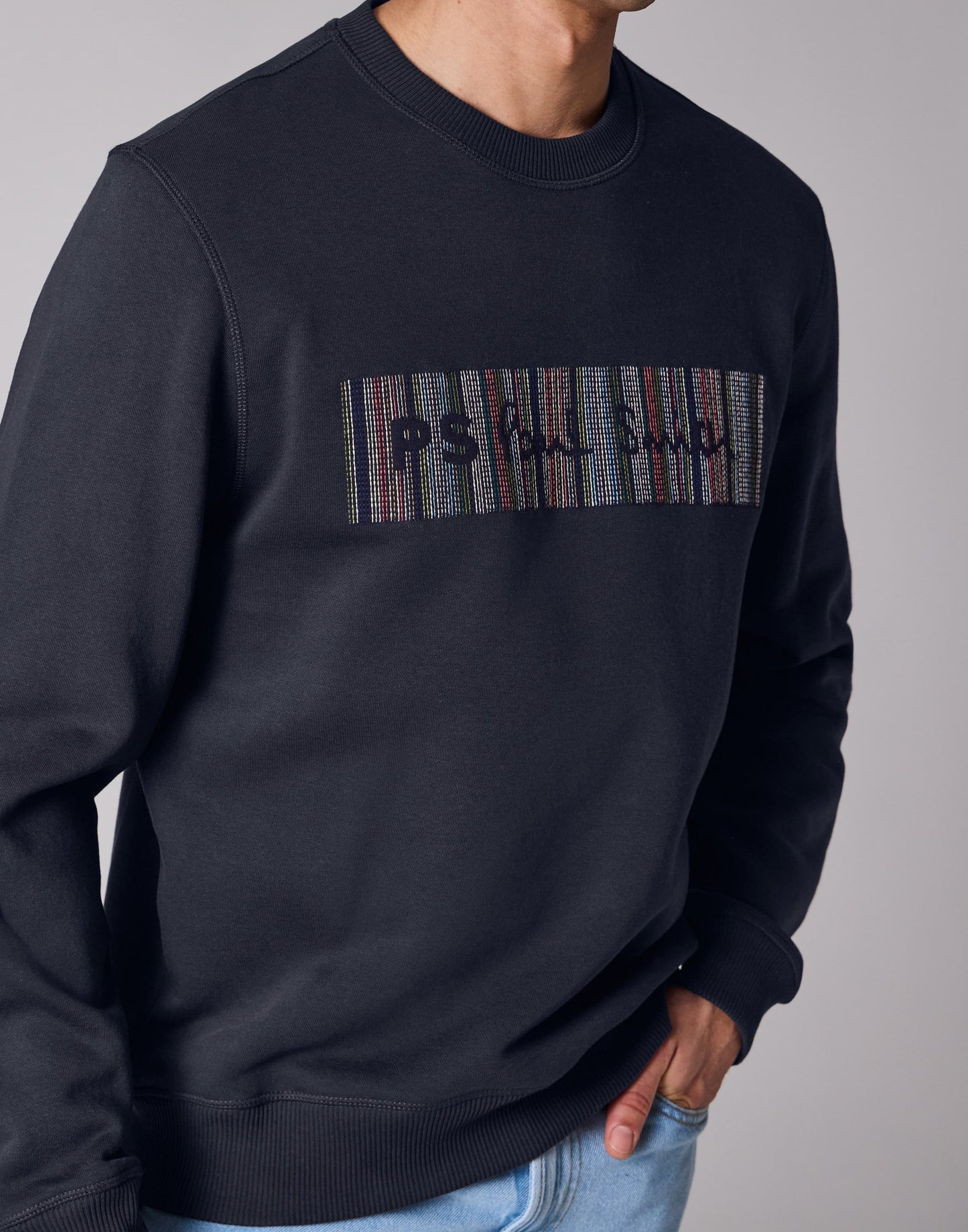 PAUL SMITH PS STITCH STRIPE EMBROIDERED SWEATSHIRT NAVY BLUE LARGE RRP £145 BNWT