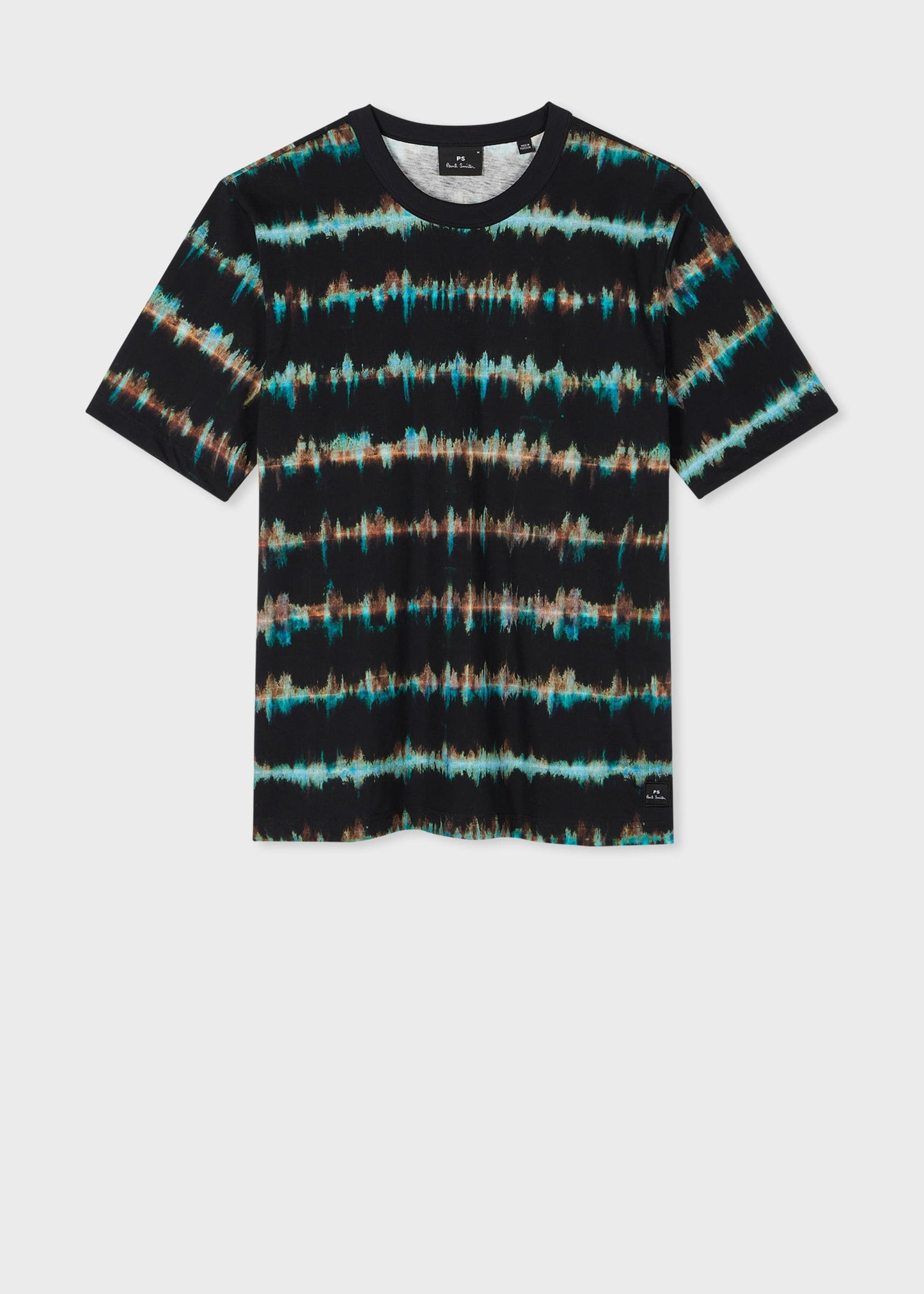 PAUL SMITH PS SHIBORI BLURRED STRIPE ORGANIC COTTON T-SHIRT BLACK RRP £85 BNWT