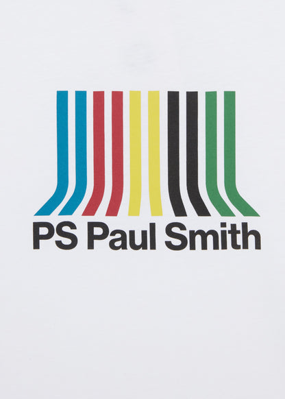 PAUL SMITH PS STRIPED LOGO COTTON T-SHIRT WHITE LARGE RRP £75 BNWT