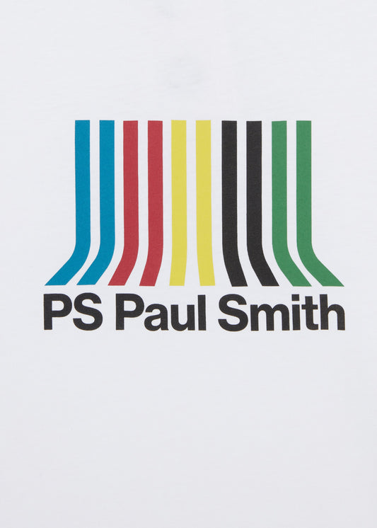 PAUL SMITH PS STRIPED LOGO COTTON T-SHIRT WHITE LARGE RRP £75 BNWT