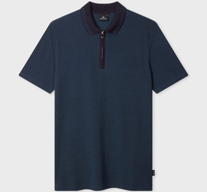 PAUL SMITH PS HALF ZIP JACQUARD COTTON POLO SHIRT NAVY BLUE 2XL RRP £115 BNWT