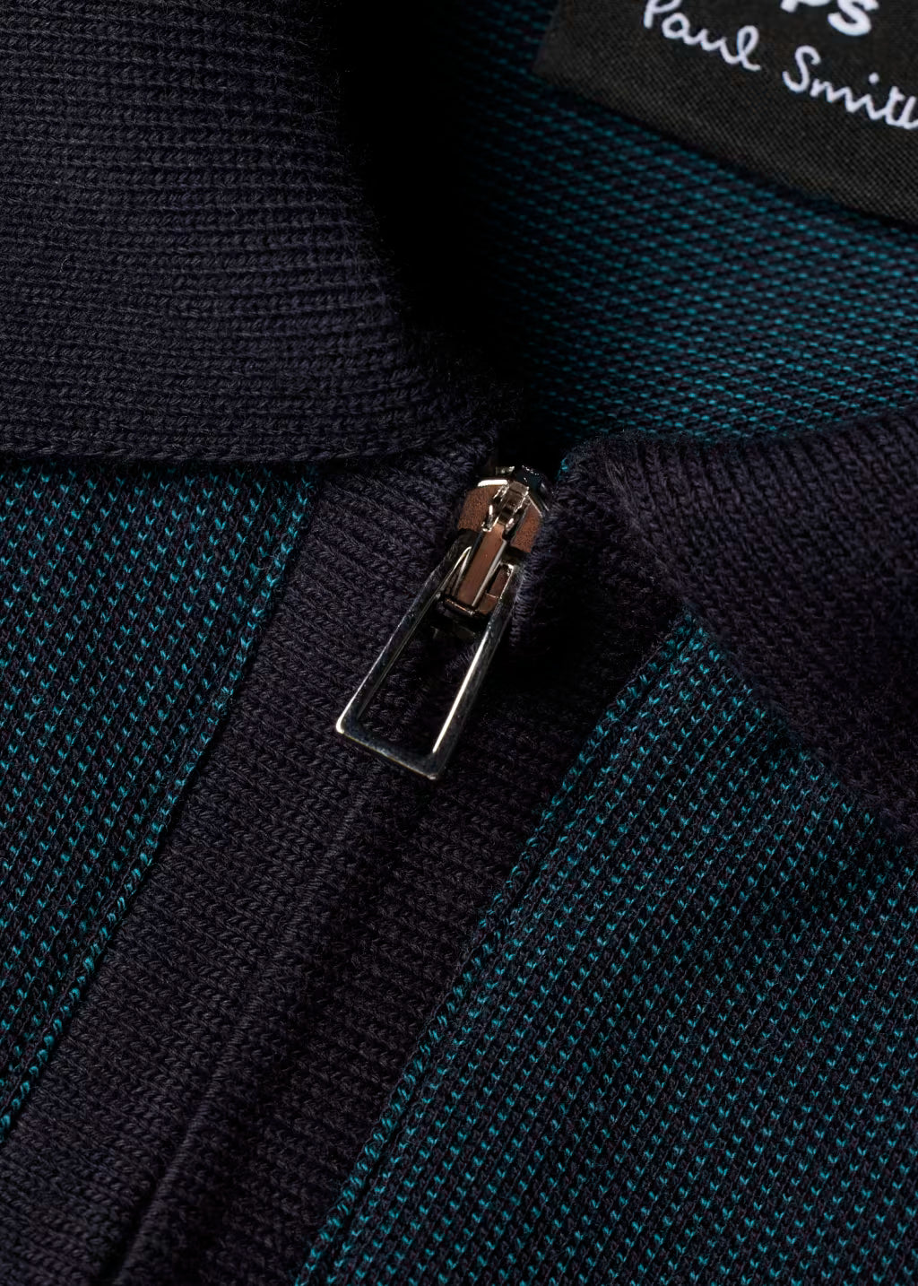PAUL SMITH PS HALF ZIP JACQUARD COTTON POLO SHIRT NAVY BLUE 2XL RRP £115 BNWT
