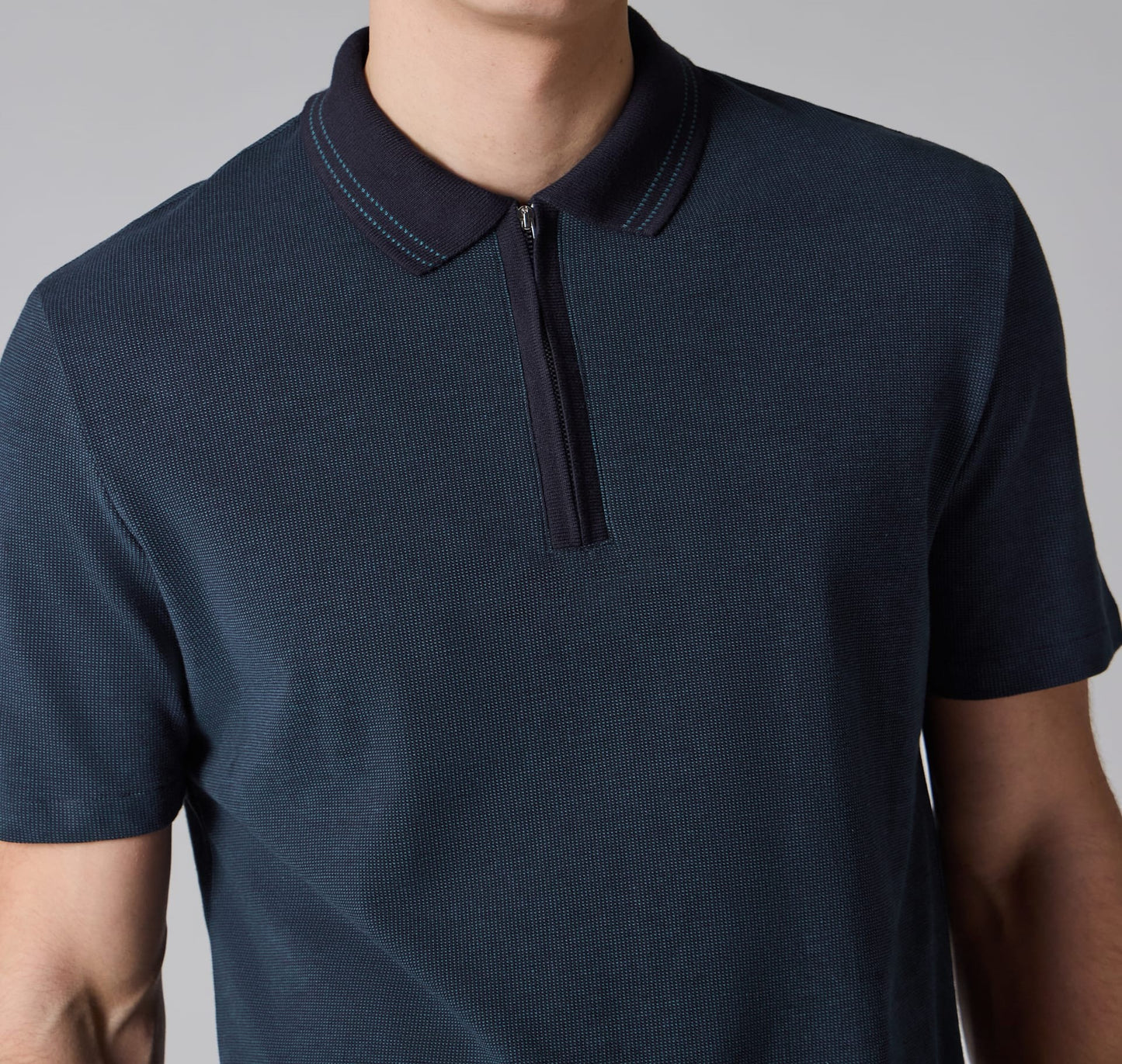 PAUL SMITH PS HALF ZIP JACQUARD COTTON POLO SHIRT NAVY BLUE 2XL RRP £115 BNWT