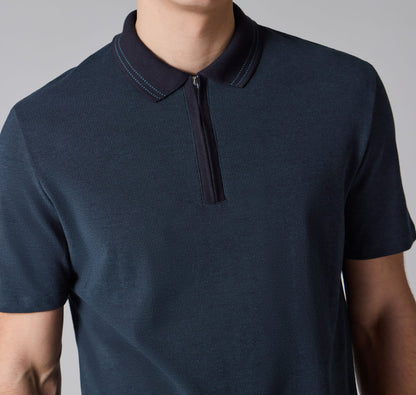 PAUL SMITH PS HALF ZIP JACQUARD COTTON POLO SHIRT NAVY BLUE 2XL RRP £115 BNWT
