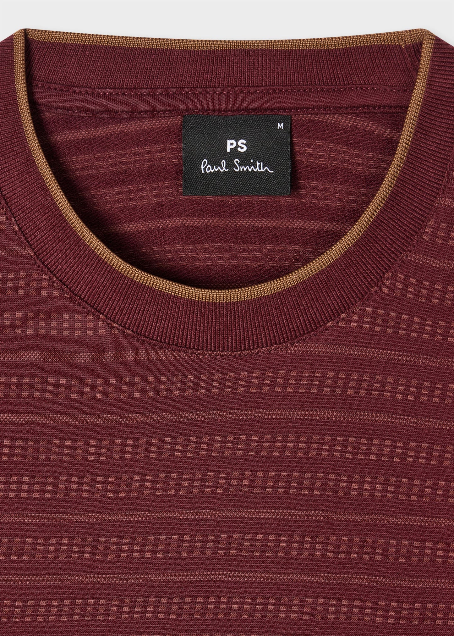 PAUL SMITH PS JACQUARD STRIPE ORGANIC COTTON T-SHIRT BURGUNDY RRP £95 BNWT