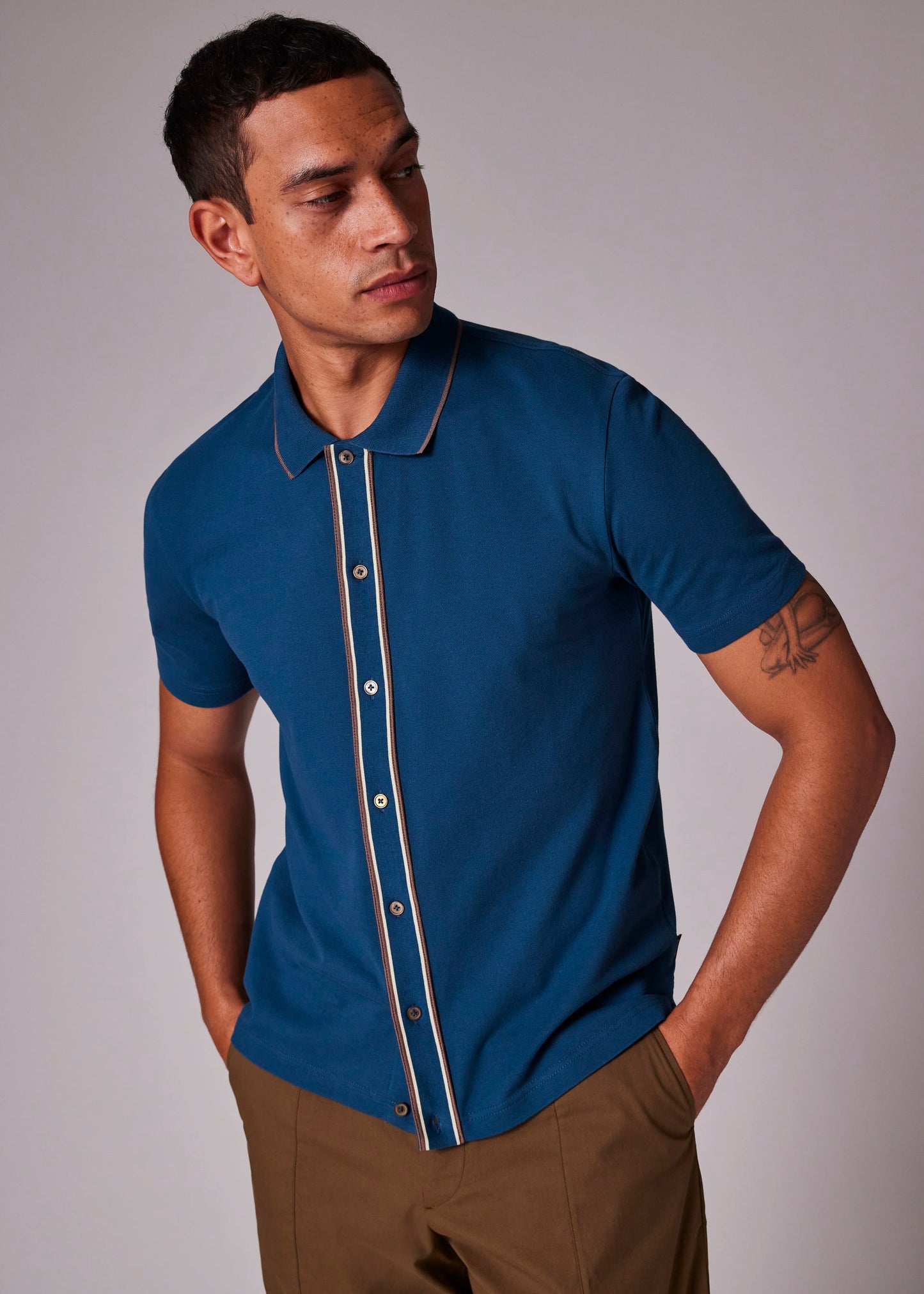 PAUL SMITH PS BUTTON FRONT STRETCH COTTON POLO SHIRT TEAL BLUE RRP £115 BNWT