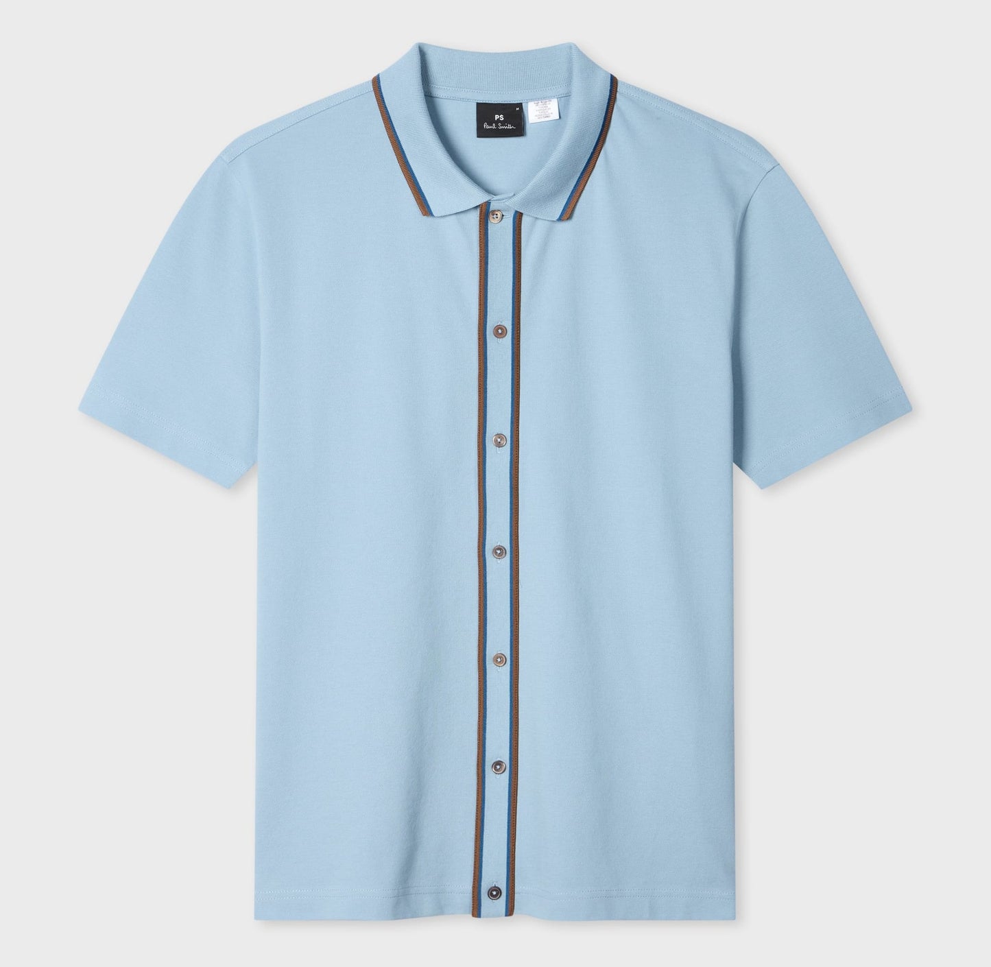 PAUL SMITH BUTTON THROUGH TIPPED POLO SHIRT PALE BLUE (41D) 2XL RRP £115 BNWT