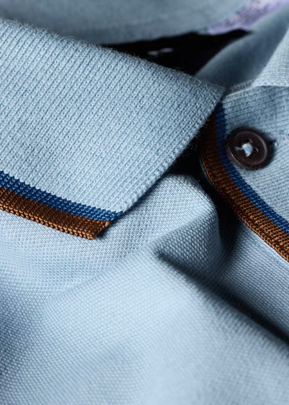 PAUL SMITH BUTTON THROUGH TIPPED POLO SHIRT PALE BLUE (41D) RRP £115 BNWT