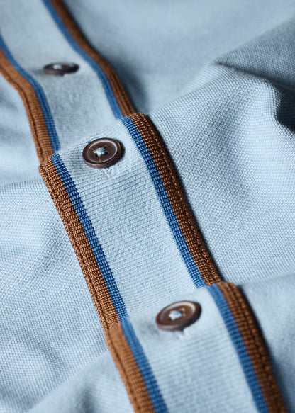 PAUL SMITH BUTTON THROUGH TIPPED POLO SHIRT PALE BLUE (41D) RRP £115 BNWT