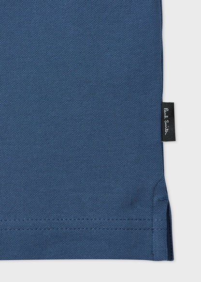 PAUL SMITH BUTTON THROUGH TIPPED POLO SHIRT MID BLUE (46A) 2XL RRP £115 BNWT