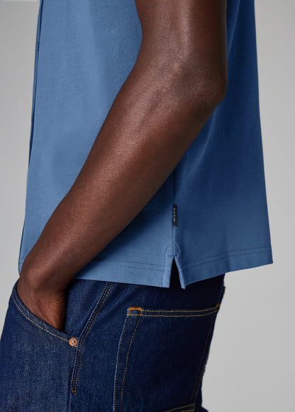 PAUL SMITH BUTTON THROUGH TIPPED POLO SHIRT MID BLUE (46A) 2XL RRP £115 BNWT