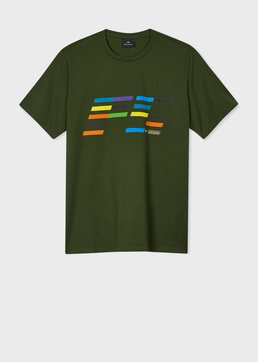 PAUL SMITH PS TILT LOGO COTTON T-SHIRT DARK GREEN RRP £75 BNWT