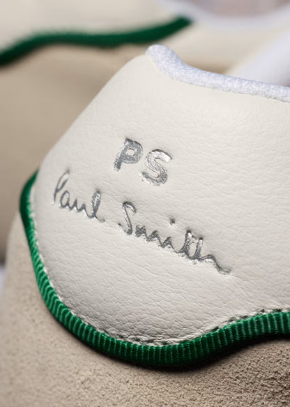 PAUL SMITH PS ATLANTA LEATHER & SUEDE TRAINERS TONAL WHITE UK 9 RRP £185 BNIB