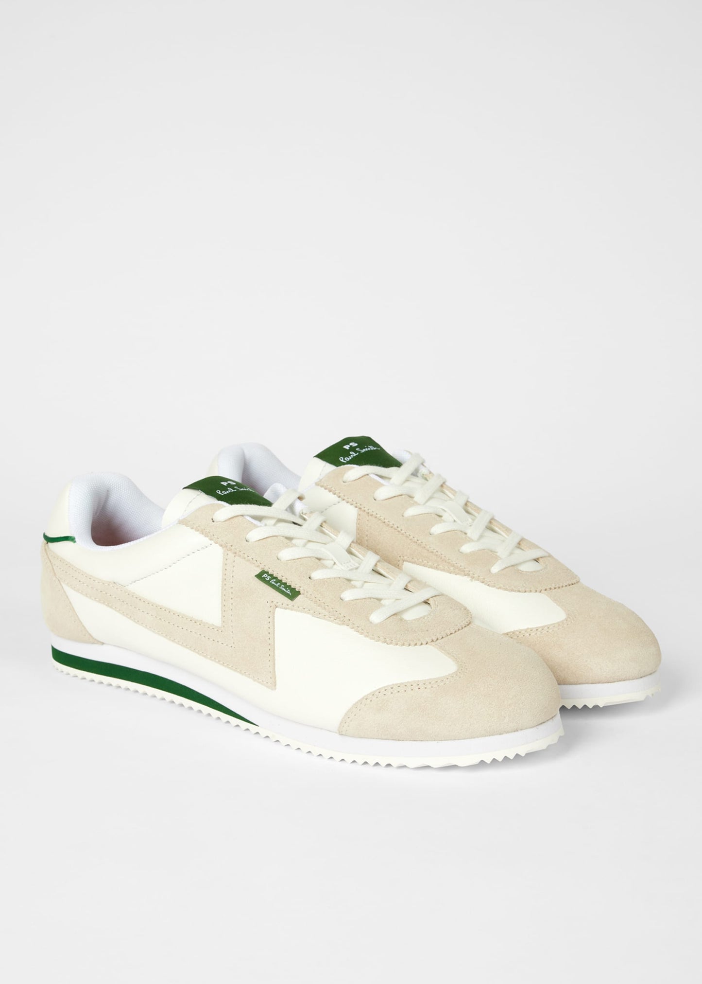 PAUL SMITH PS ATLANTA LEATHER & SUEDE TRAINERS TONAL WHITE UK 9 RRP £185 BNIB