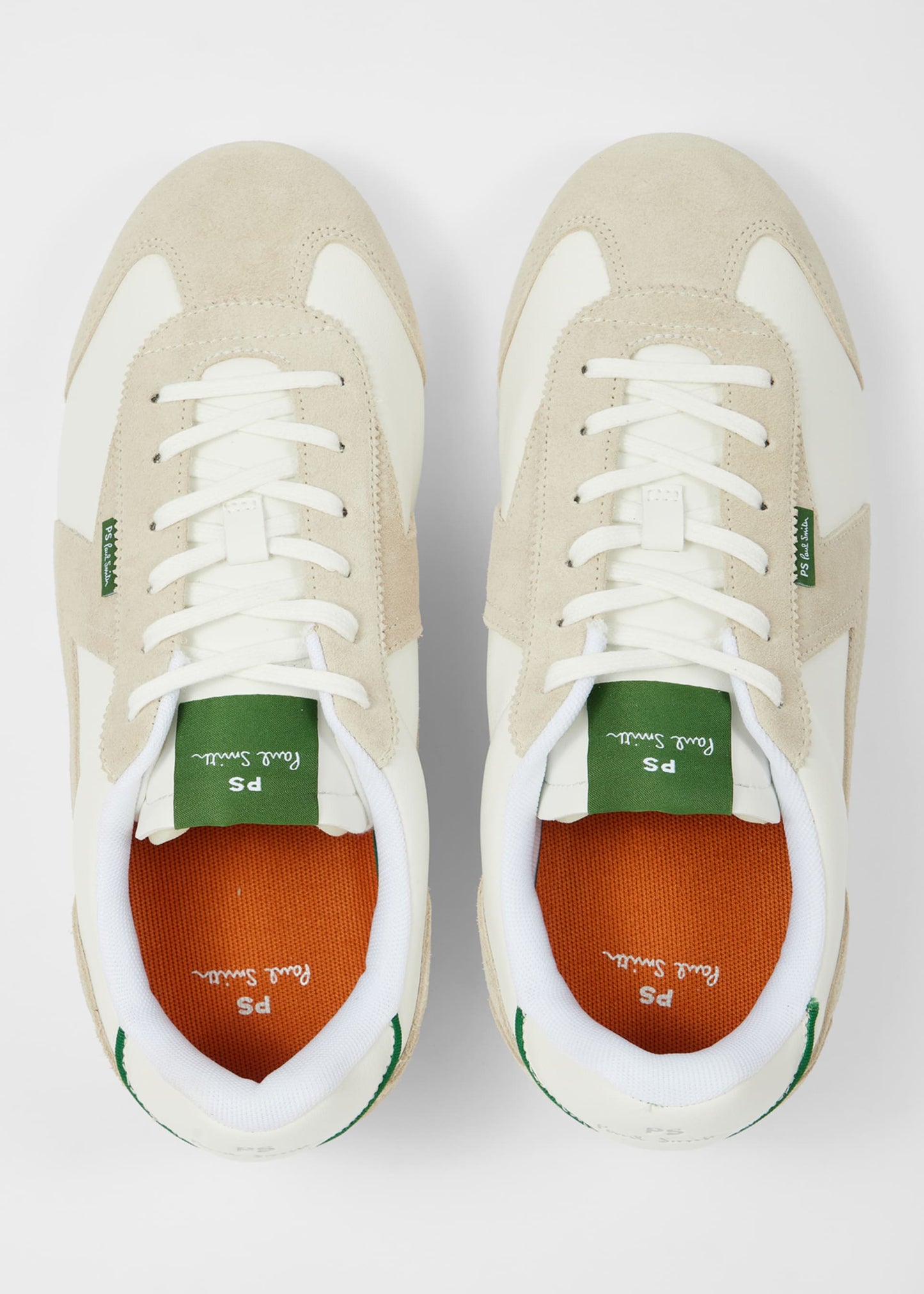 PAUL SMITH PS ATLANTA LEATHER & SUEDE TRAINERS TONAL WHITE UK 9 RRP £185 BNIB