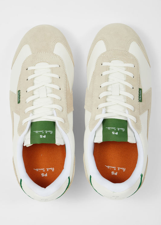 PAUL SMITH PS ATLANTA LEATHER & SUEDE TRAINERS TONAL WHITE UK 9 RRP £185 BNIB