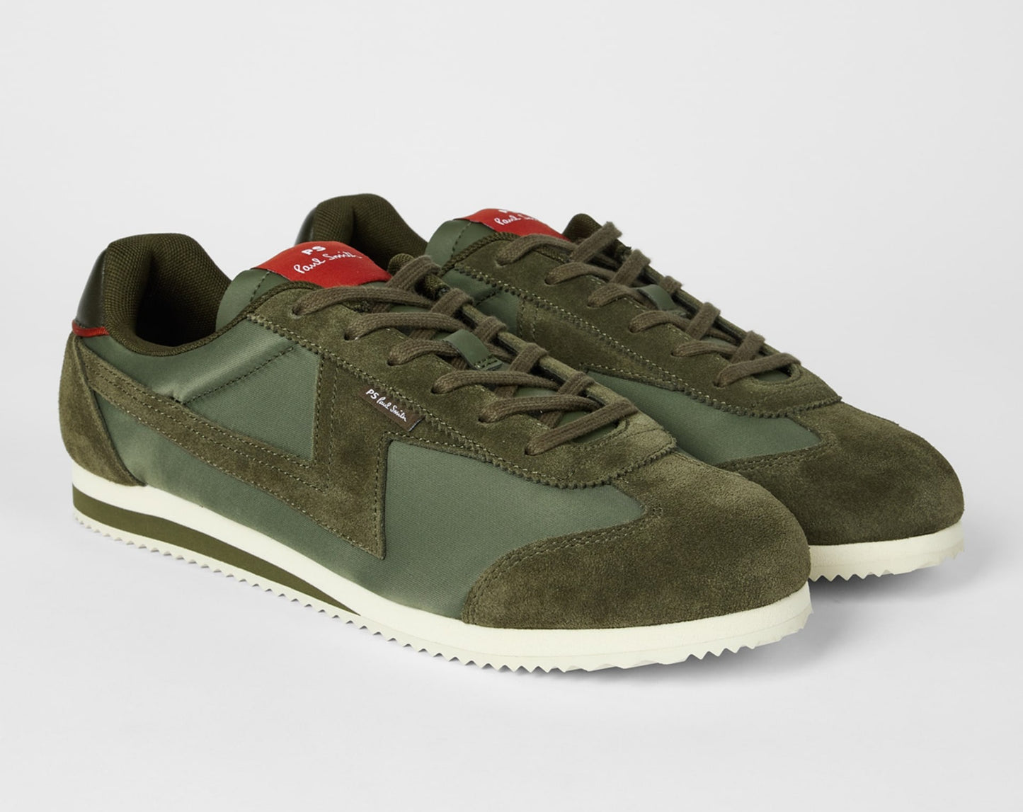 PAUL SMITH PS ATLANTA NYLON & SUEDE TRAINERS KHAKI GREEN UK 9 RRP £185 BNIB