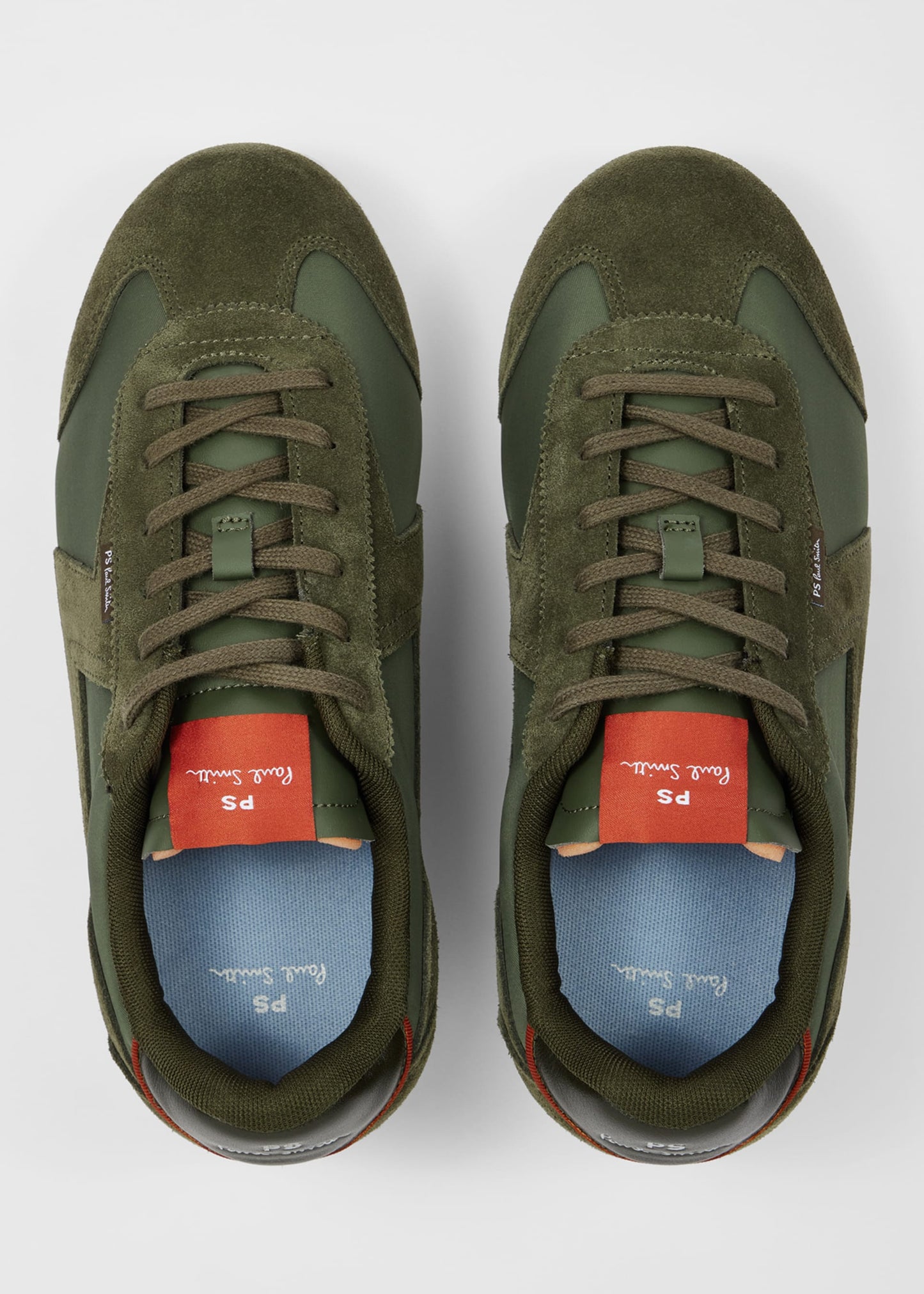 PAUL SMITH PS ATLANTA NYLON & SUEDE TRAINERS KHAKI GREEN UK 9 RRP £185 BNIB