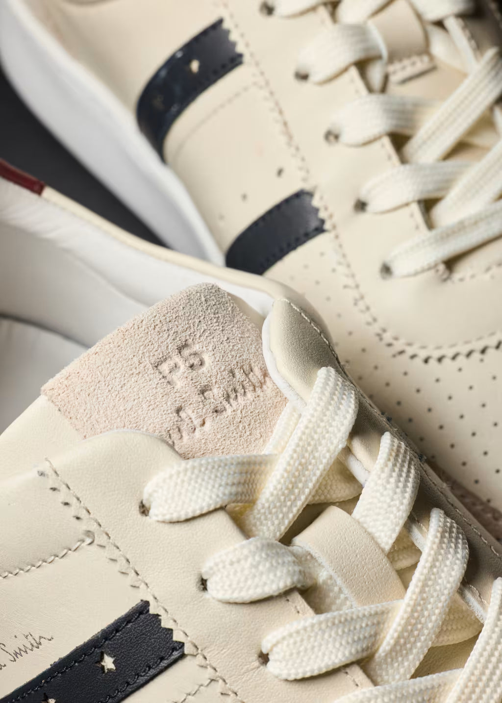 PAUL SMITH PS BIRCH LEATHER TRAINERS CREAM UK 8 RRP £150 BNIB