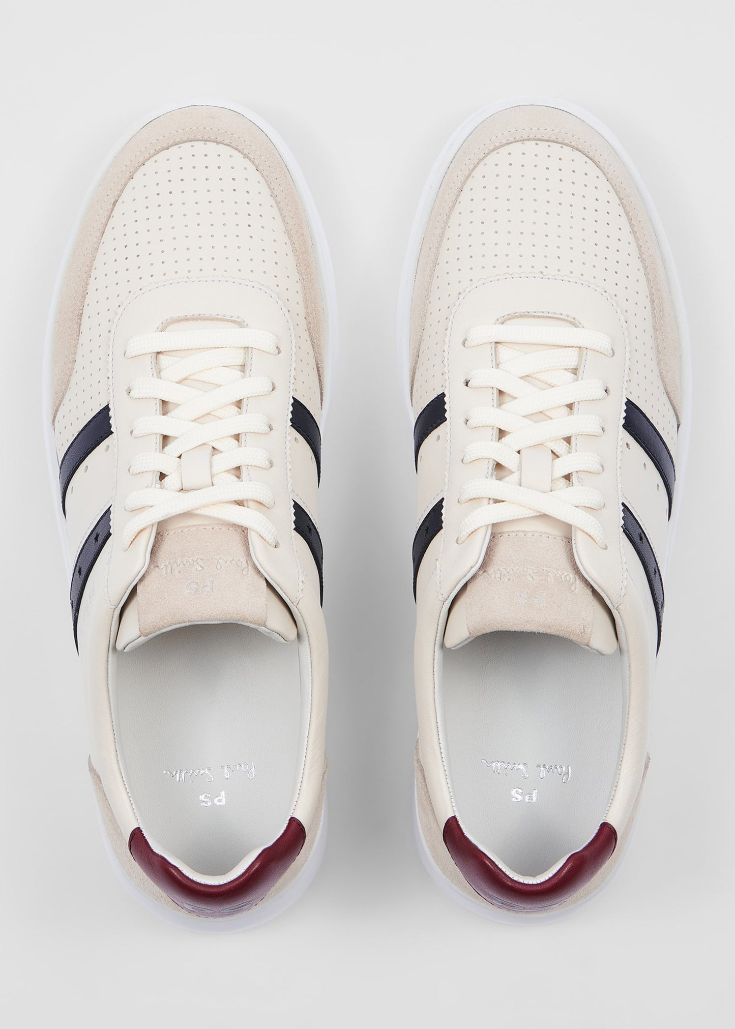 PAUL SMITH PS BIRCH LEATHER TRAINERS CREAM UK 8 RRP £150 BNIB