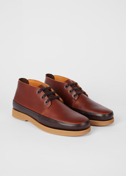 PAUL SMITH PS CRANE LEATHER CHUKKA BOOTS TWO TONE TAN BROWN UK 9 RRP £225 BNIB