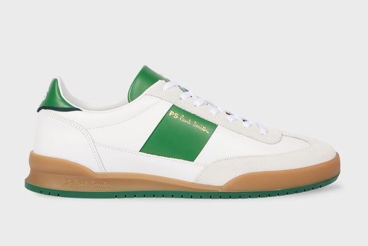 PAUL SMITH PS DOVER LEATHER TRAINERS WHITE & GREEN RRP £195 BNIB