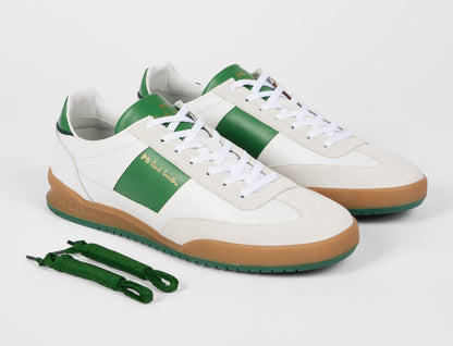 PAUL SMITH PS DOVER LEATHER TRAINERS WHITE & GREEN RRP £195 BNIB