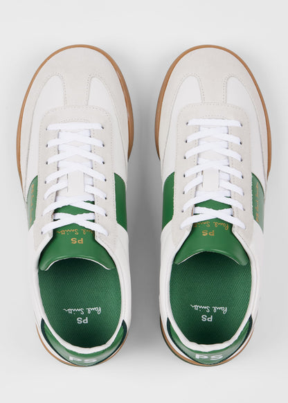 PAUL SMITH PS DOVER LEATHER TRAINERS WHITE & GREEN RRP £195 BNIB