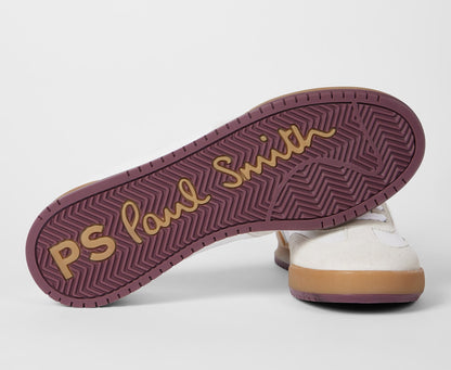 PAUL SMITH PS DOVER LEATHER TRAINERS WHITE & BORDEAUX RRP £195 BNIB