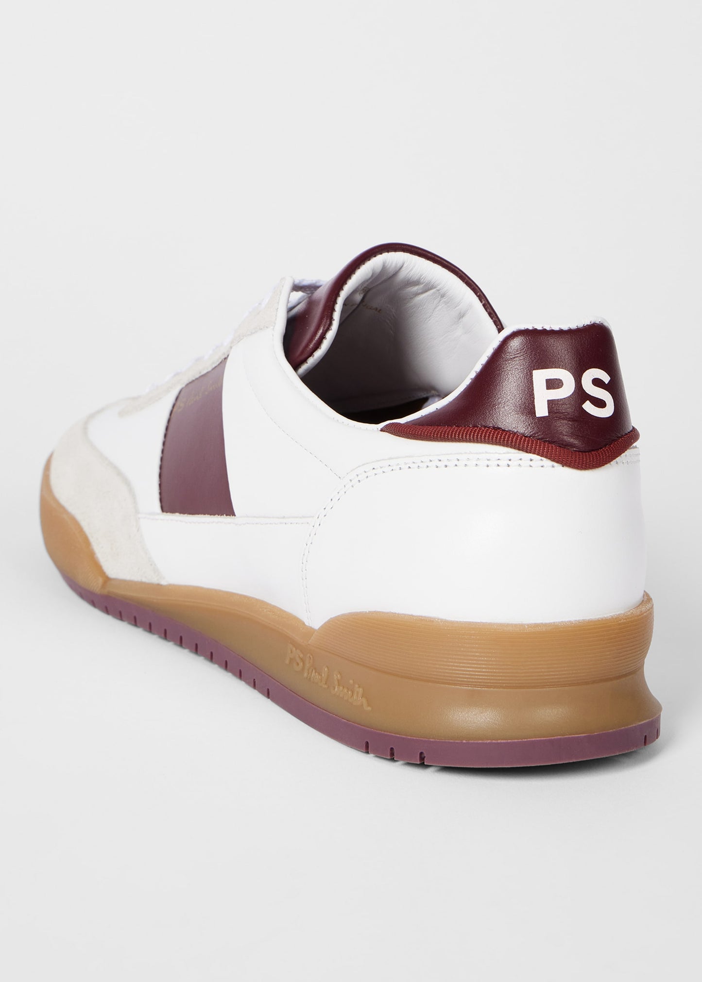 PAUL SMITH PS DOVER LEATHER TRAINERS WHITE & BORDEAUX RRP £195 BNIB