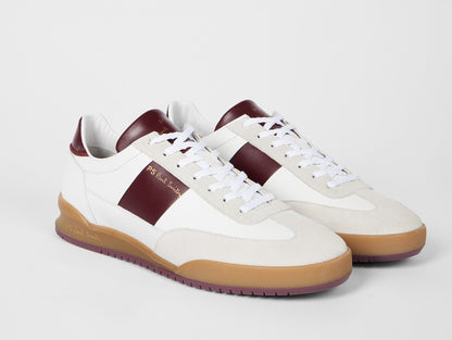 PAUL SMITH PS DOVER LEATHER TRAINERS WHITE & BORDEAUX RRP £195 BNIB