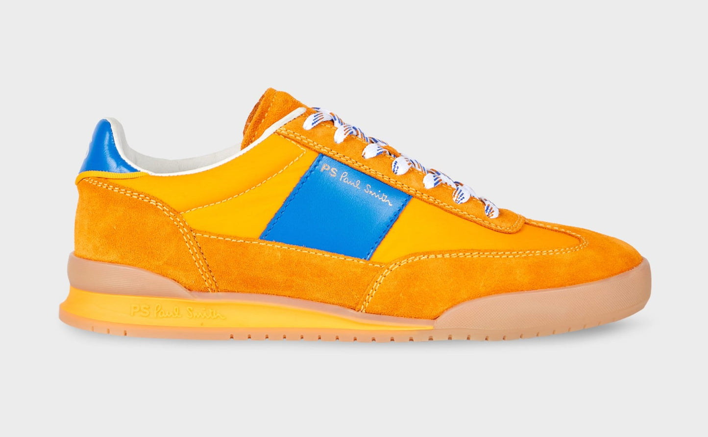 PAUL SMITH PS DOVER SUEDE/NYLON TRAINERS YELLOW OCHRE & BLUE RRP £195 BNIB