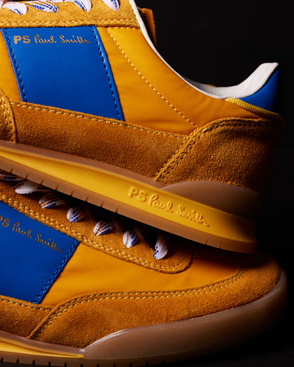 PAUL SMITH PS DOVER SUEDE/NYLON TRAINERS YELLOW OCHRE & BLUE RRP £195 BNIB
