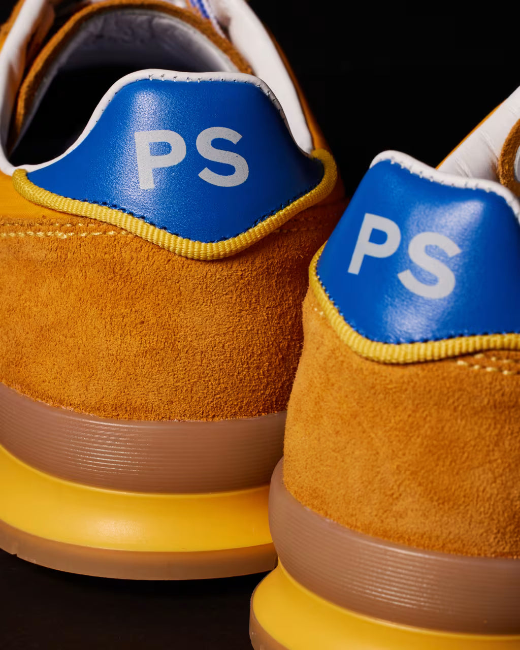 PAUL SMITH PS DOVER SUEDE/NYLON TRAINERS YELLOW OCHRE & BLUE RRP £195 BNIB
