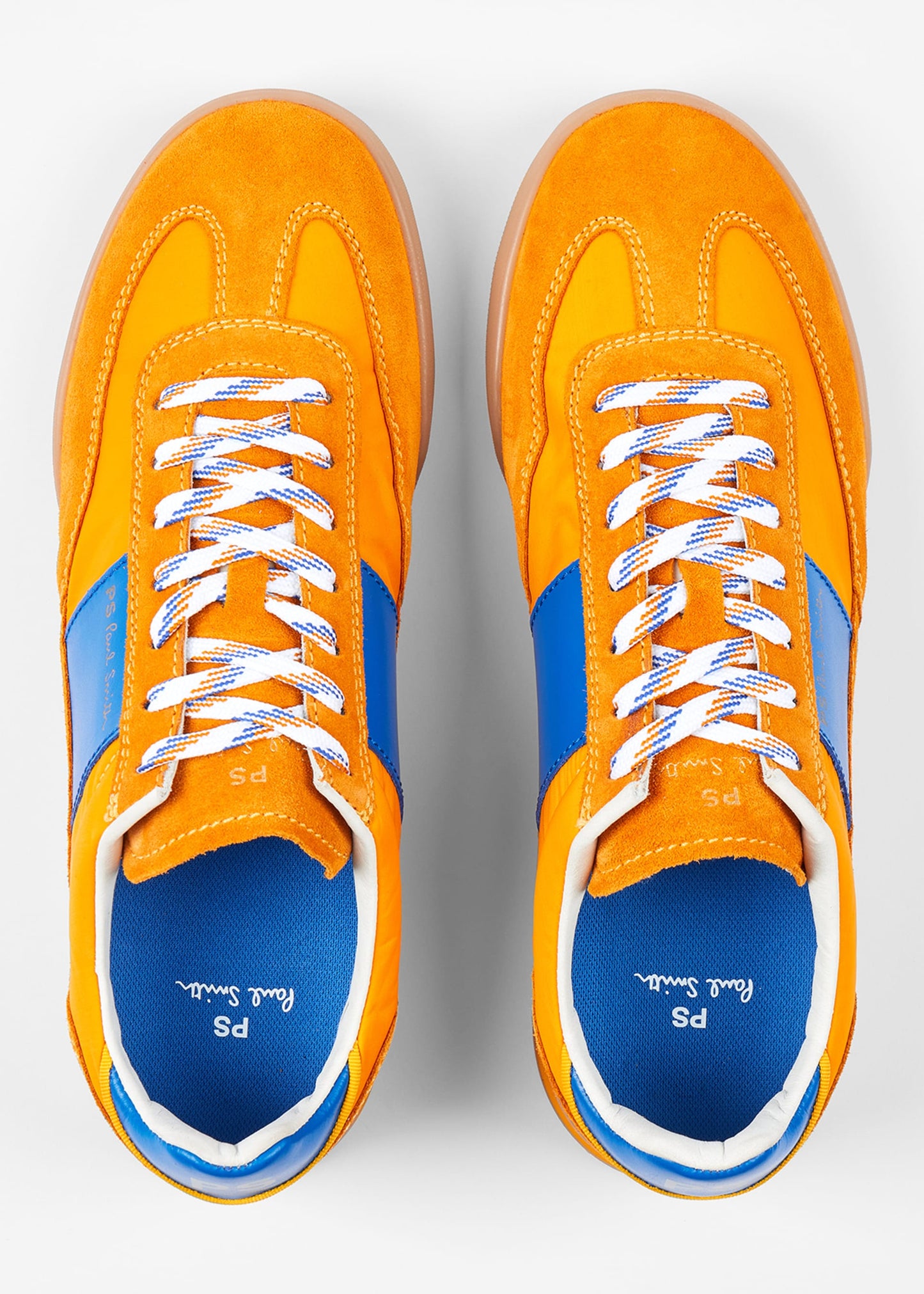 PAUL SMITH PS DOVER SUEDE/NYLON TRAINERS YELLOW OCHRE & BLUE RRP £195 BNIB