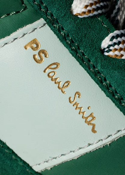 PAUL SMITH PS DOVER SUEDE & NYLON TRAINERS GREEN & WHITE UK 9 RRP £195 BNIB