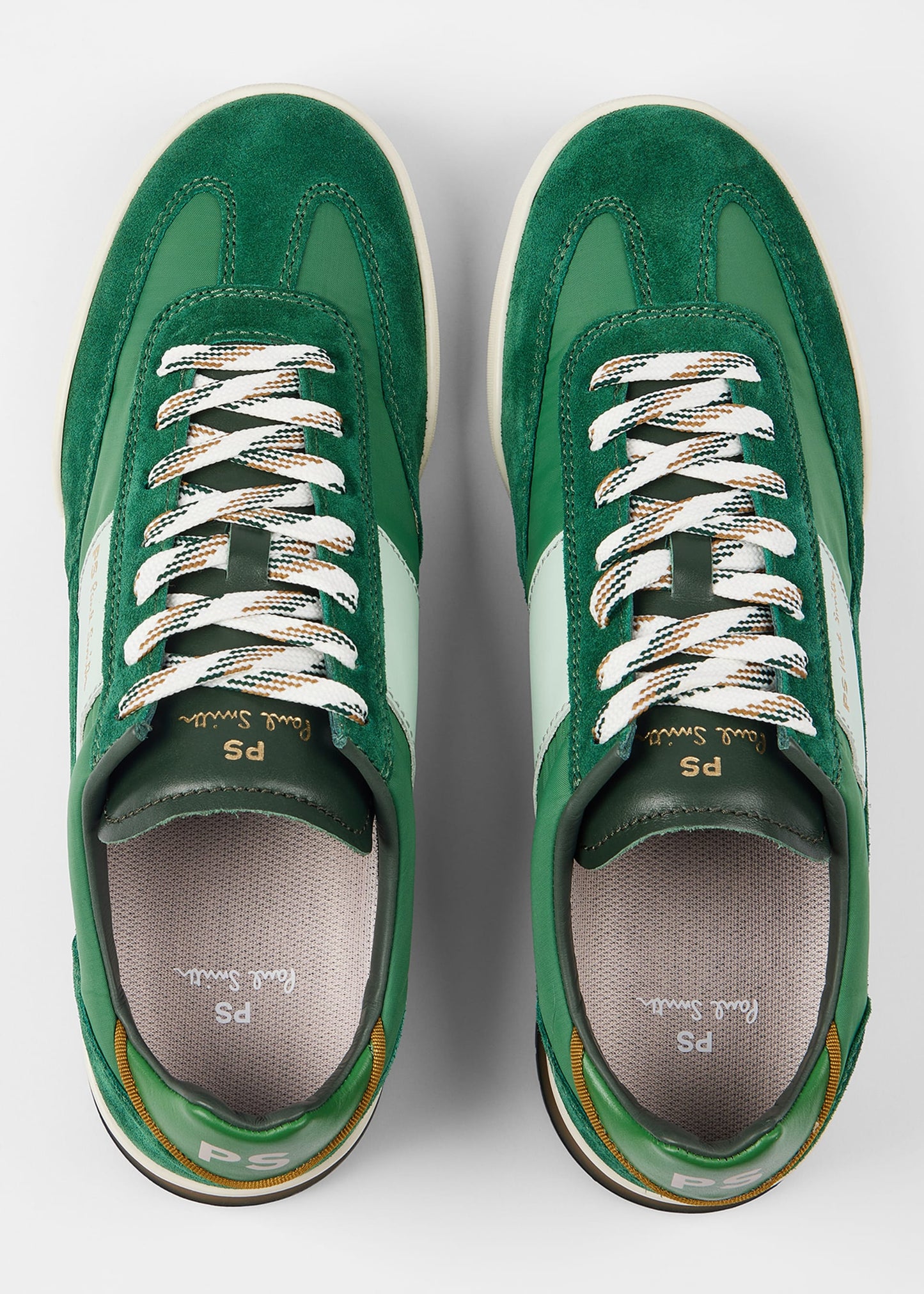 PAUL SMITH PS DOVER SUEDE & NYLON TRAINERS GREEN & WHITE UK 9 RRP £195 BNIB