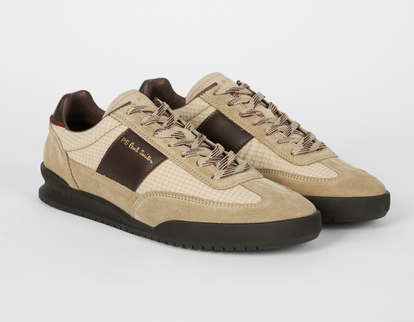 PAUL SMITH PS DOVER SUEDE & NYLON TRAINERS BEIGE & BROWN UK 9 RRP £195 BNIB