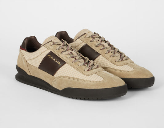 PAUL SMITH PS DOVER SUEDE & NYLON TRAINERS BEIGE & BROWN UK 9 RRP £195 BNIB