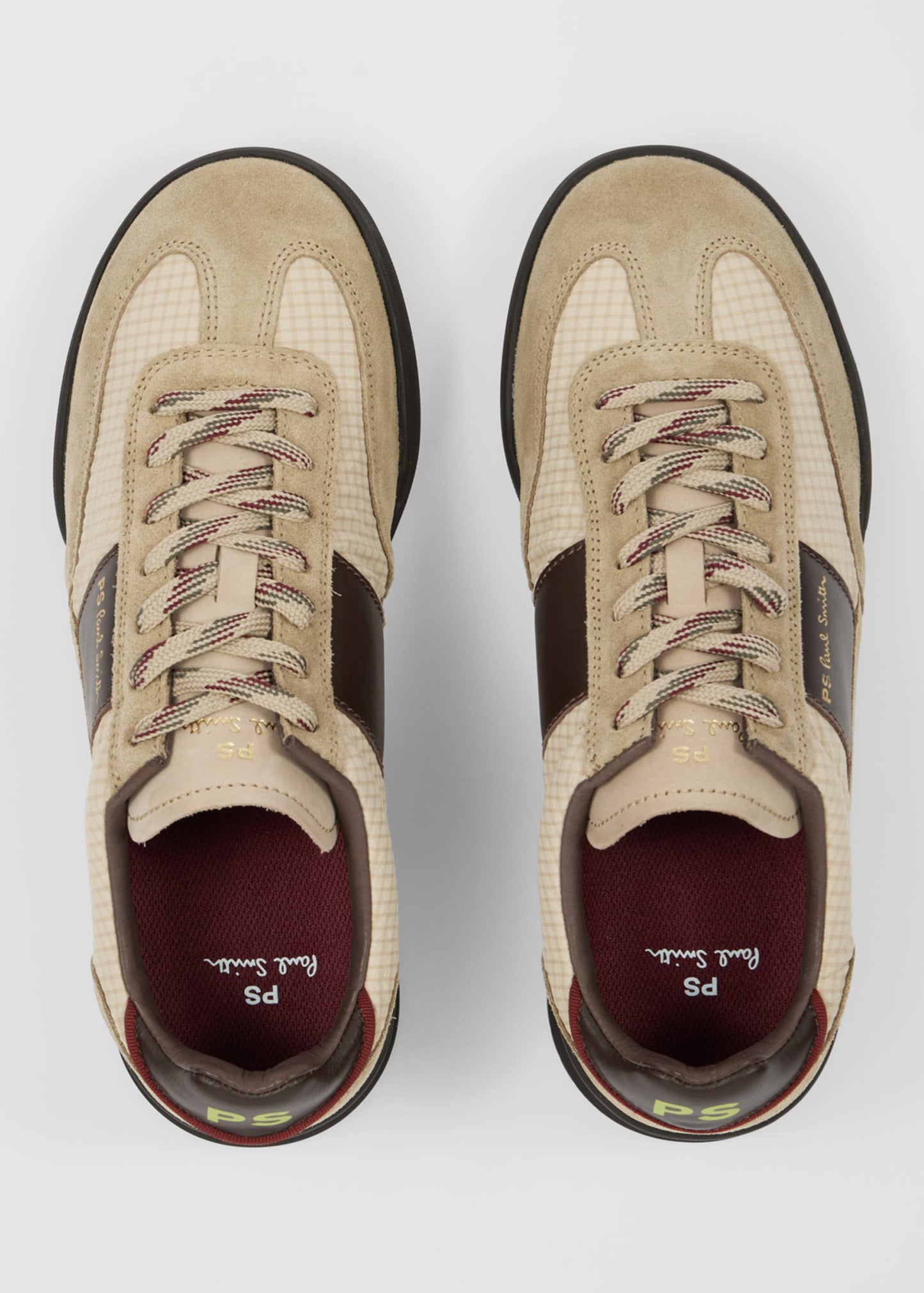PAUL SMITH PS DOVER SUEDE & NYLON TRAINERS BEIGE & BROWN UK 9 RRP £195 BNIB