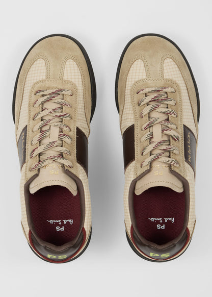 PAUL SMITH PS DOVER SUEDE & NYLON TRAINERS BEIGE & BROWN UK 9 RRP £195 BNIB