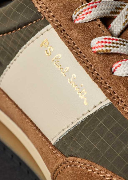 PAUL SMITH PS DOVER SUEDE & NYLON TRAINERS KHAKI BROWN UK 9 RRP £195 BNIB