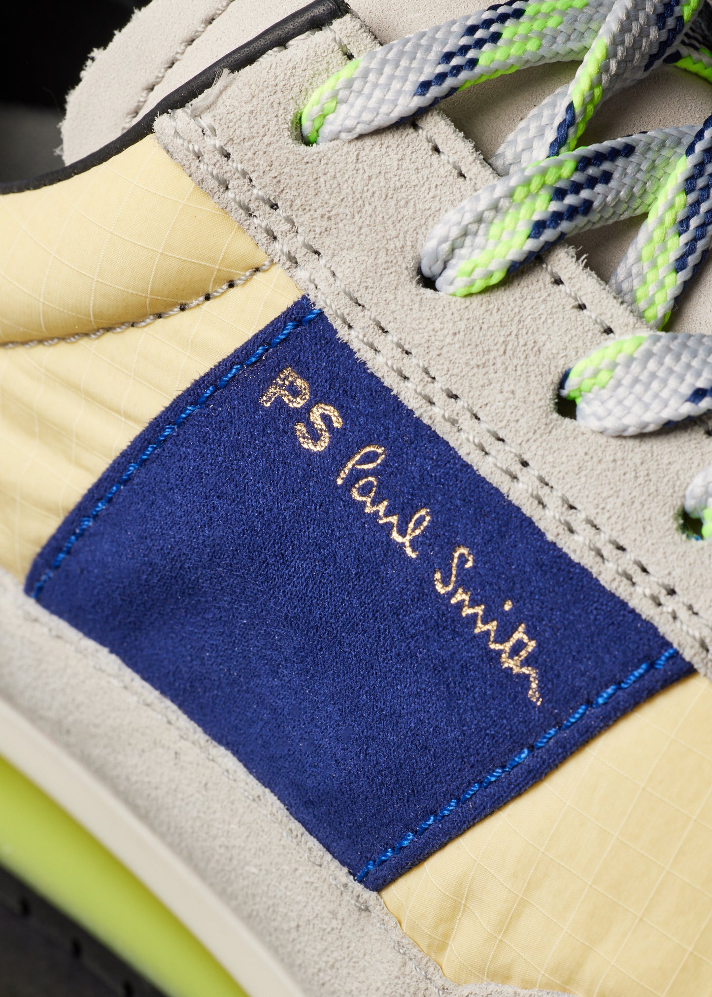 PAUL SMITH PS DOVER SUEDE & NYLON TRAINERS ACID YELLOW/BLUE UK 9 RRP £195 BNIB