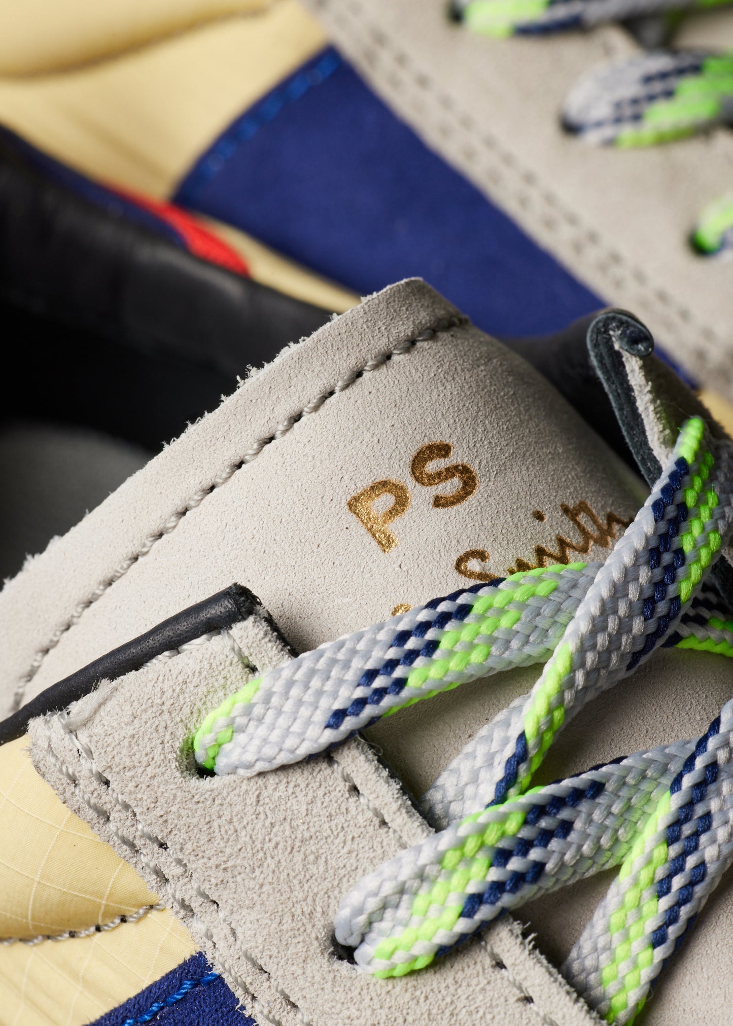 PAUL SMITH PS DOVER SUEDE & NYLON TRAINERS ACID YELLOW/BLUE UK 9 RRP £195 BNIB
