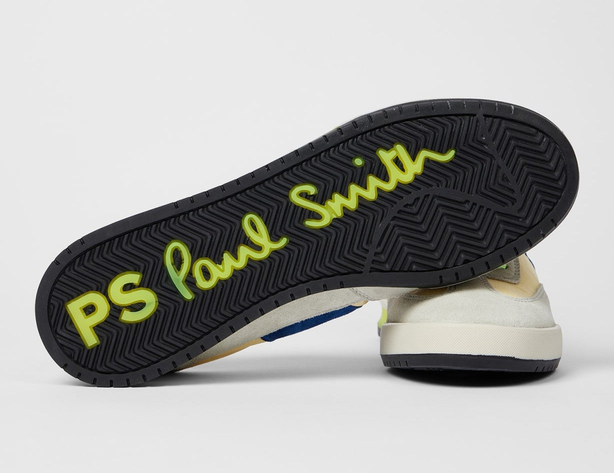 PAUL SMITH PS DOVER SUEDE & NYLON TRAINERS ACID YELLOW/BLUE UK 9 RRP £195 BNIB