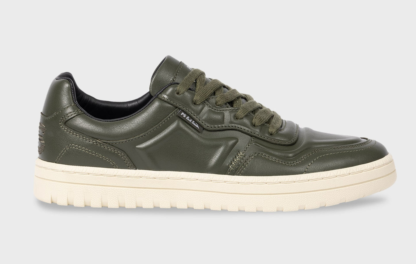 PAUL SMITH PS ELLIS LEATHER TRAINERS KHAKI GREEN RRP £200 BNIB