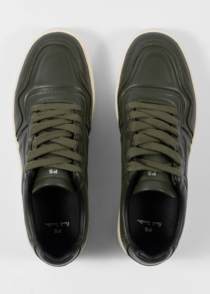 PAUL SMITH PS ELLIS LEATHER TRAINERS KHAKI GREEN RRP £200 BNIB